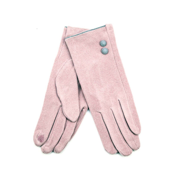 Γάντια Ροζ Απαλό με Γκρι Κουμπάκια