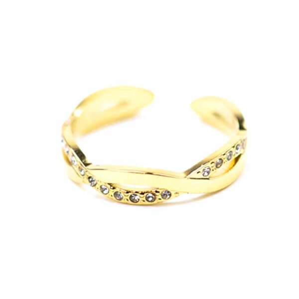 Δαχτυλίδι Χρυσό Ατσάλινο με Στρας