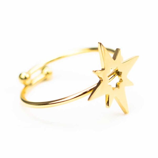 Δαχτυλίδι Χρυσό Ατσάλινο με Σχέδιο Αστέρι