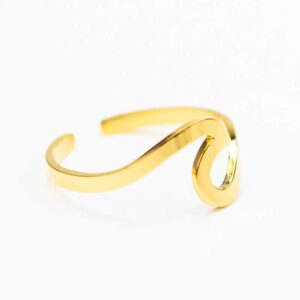 5Δαχτυλίδι Χρυσό Ατσάλινο με Σχέδιο Κύμα