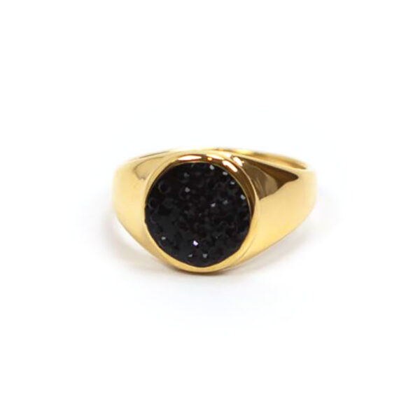 Δαχτυλίδι Χρυσό Με Μαύρη Πέτρα Ατσάλινο