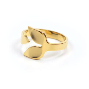 Δαχτυλίδι Χρυσό Σε Σχήμα Φύλλου Ατσάλινο