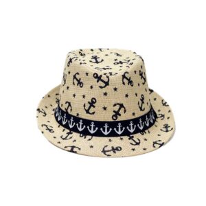 Καπέλο Ψάθινη Fedora με Άγκυρες