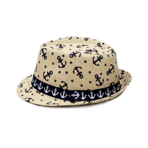 Καπέλο Ψάθινη Fedora με Άγκυρες