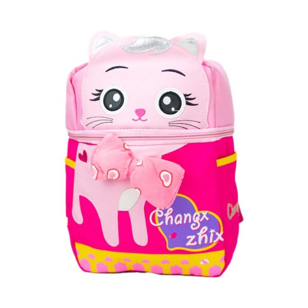 Παιδική Τσάντα Πλάτης Ροζ Γάτα με Φιόγκο
