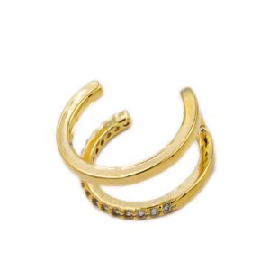 Σκουλαρίκι Ear Cuffs Χρυσά με Διπλή Γραμμή