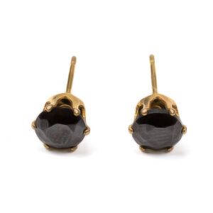 Σκουλαρίκια Κουμπωτά με Μαύρο Διαμαντάκι
